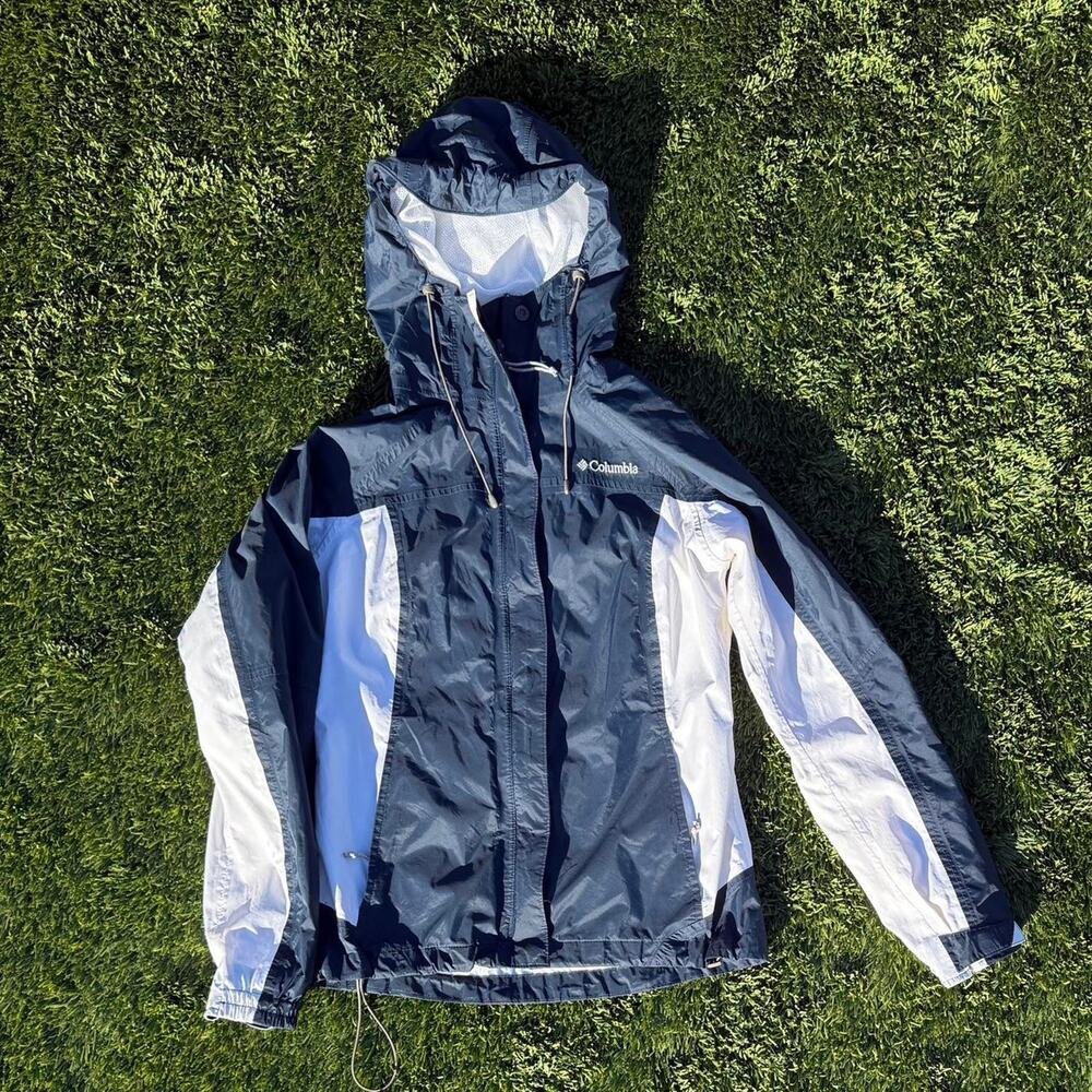 Columbia Rain Jacket Windbreaker Lightweight Jacket Blue White Size women's XS